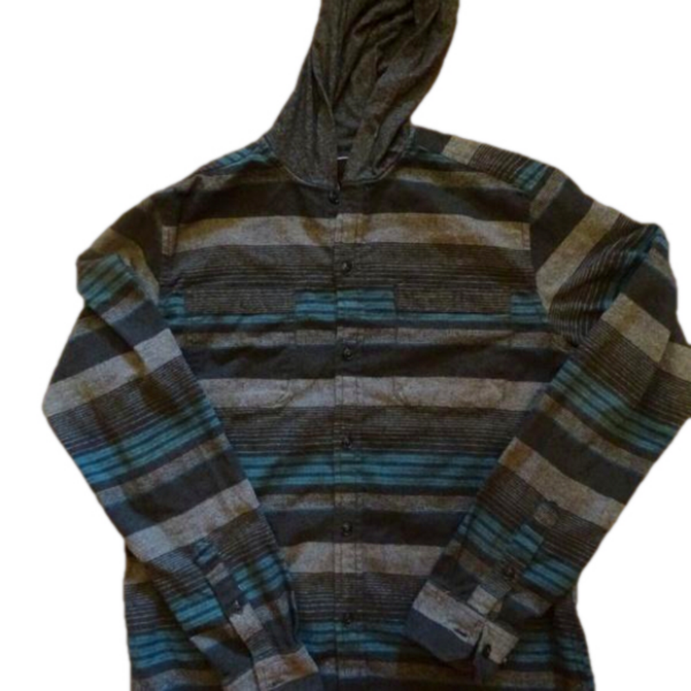 Burnside feels like flannel long sleeved hooded shirt